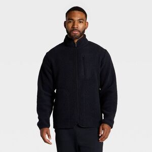 Open Box - All In Motion - Men's High Pile Fleece Full Zip Sweatsh Black